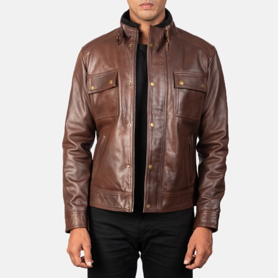 Men's Brown Genuine Leather Jacket - The Royale Leather
