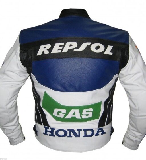 Men's White Motorcycle Racing Leather Jacket