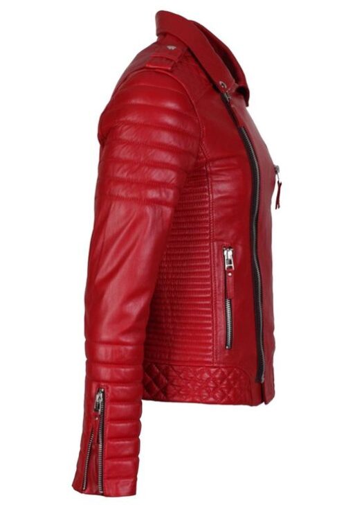 Men's Supreme Red Biker Fashion Leather Jacket