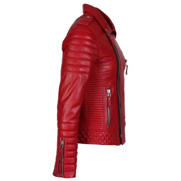 Men's Supreme Red Biker Fashion Leather Jacket - Image 1