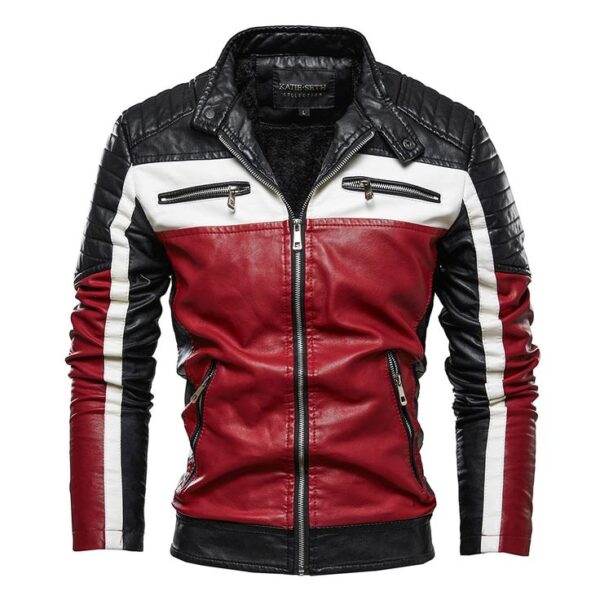Men's Casual Biker Fashion Leather Jacket - Image 1