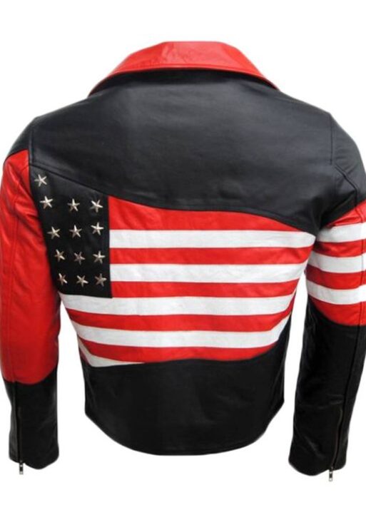 Men's Patriot American Flag Biker Leather Jacket
