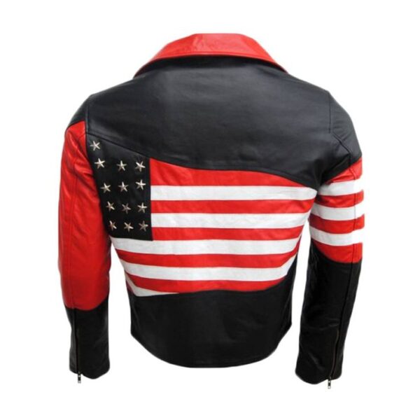 Men's Patriot American Flag Biker Leather Jacket - Image 1