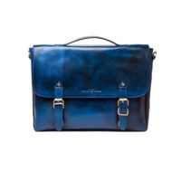 Blue Leather Denver Messenger Bag