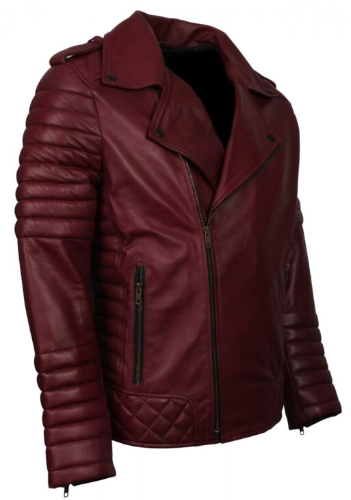 Men's Maroon Biker Fashion Leather Jacket