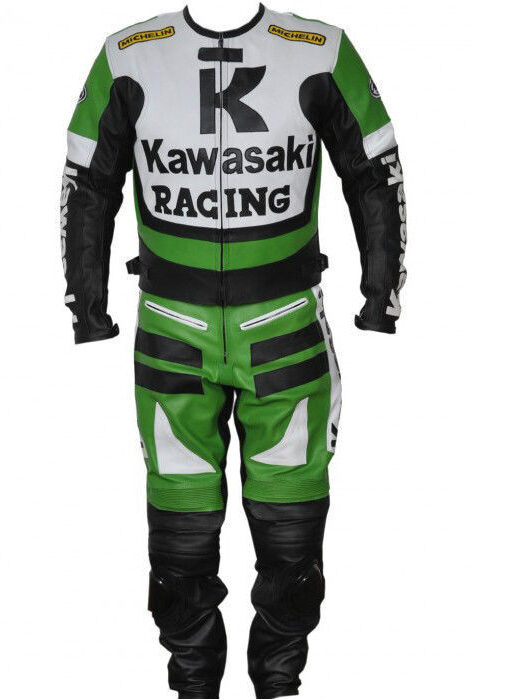 Kawasaki Green Leather Motorcycle Racing Biker Suit