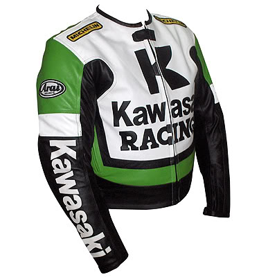 Kawasaki Green & White Biker Racing Motorcycle Suit