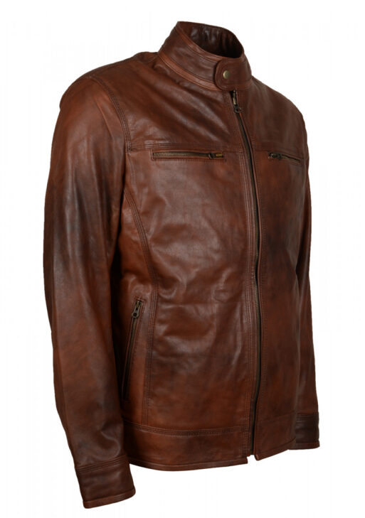 Men's Vintage Brown Leather Biker Jacket