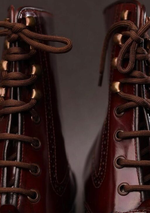Men's Brown Patina Leather Wingtip Ankle High Boots