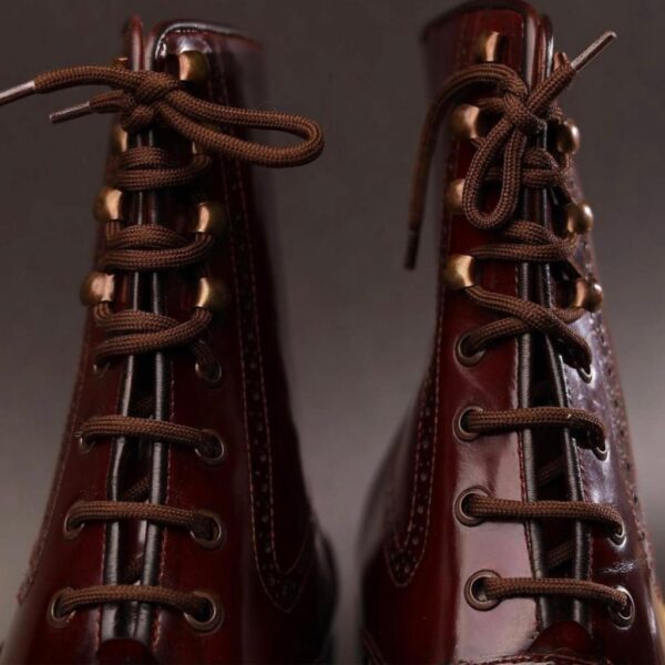 Men's Brown Patina Leather Wingtip Ankle High Boots - Image 1
