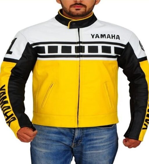 Yamaha Men's Yellow Biker Racing Leather Jacket