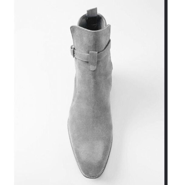Men's Grey Suede Ankle High Jodhpur Boots - Image 1