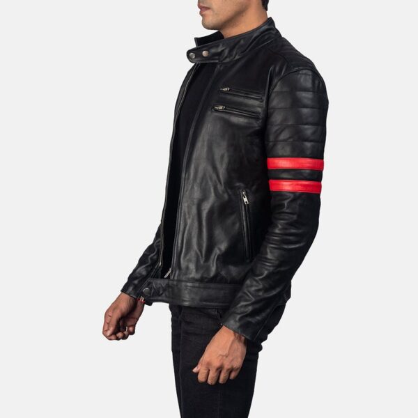 Men's Black Biker Genuine Leather Jacket - Image 1