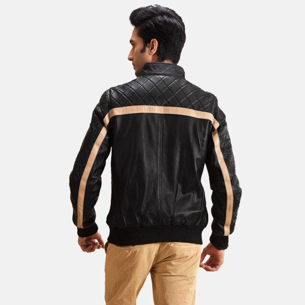 Men's Genuine Black Leather Bomber Jacket - Image 1
