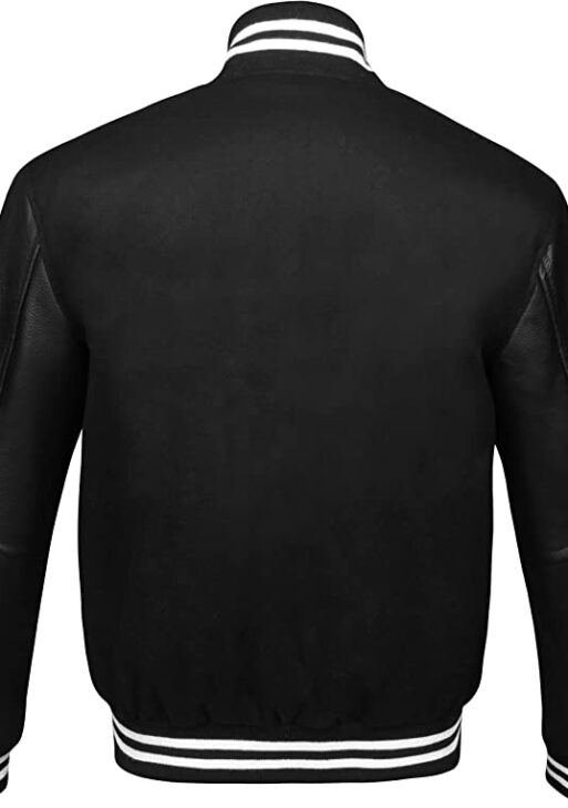 Men's Black Varsity Baseball Bomber Leather Jacket