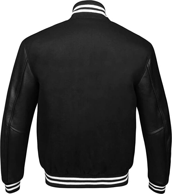 Men's Black Varsity Baseball Bomber Leather Jacket - Image 1