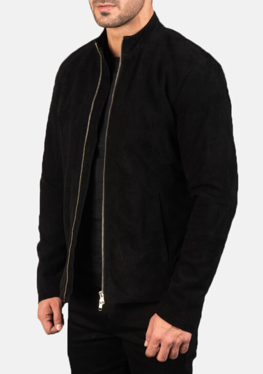 Charcoal Black Genuine Suede Leather Jacket