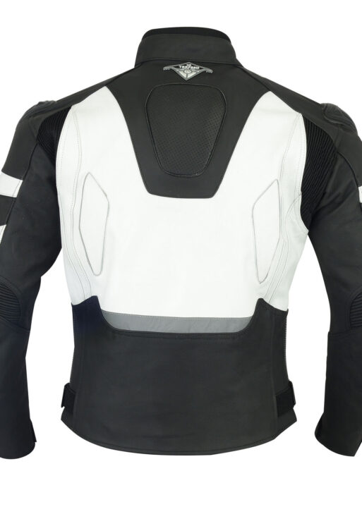 Black & White Moto Sports Biker Leather Jacket