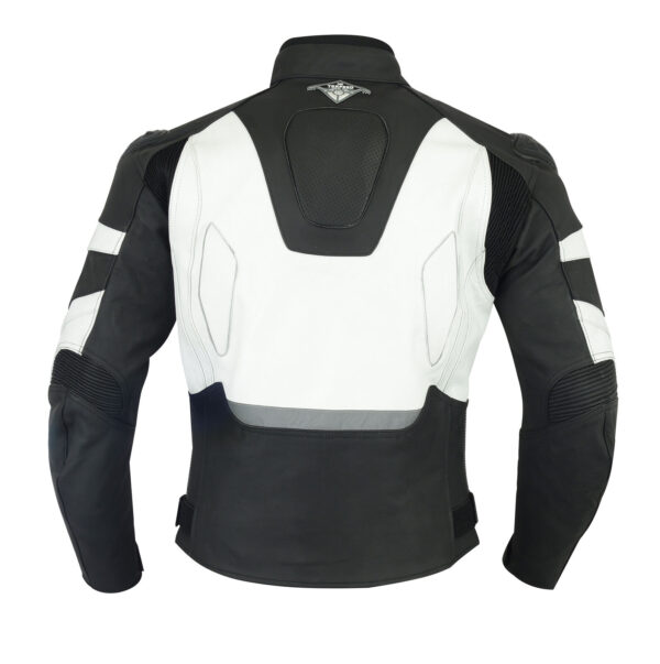 Black & White Moto Sports Biker Leather Jacket - Image 1