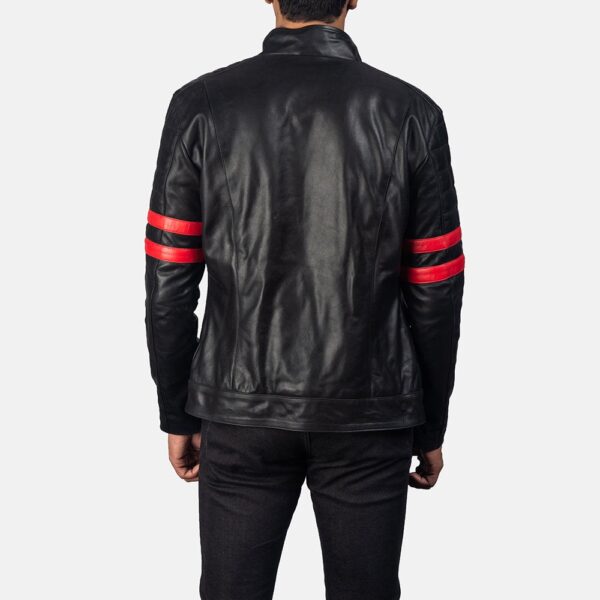 Men's Black Biker Genuine Leather Jacket - Image 2