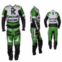 Kawasaki Green Leather Motorcycle Racing Biker Suit