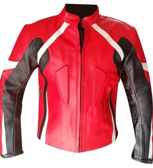 Men's Red & Black Sports Biker Leather Jacket