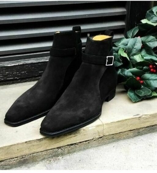 Men's Black Suede Leather Jodhpur Boots