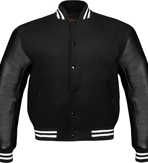 Men's Black Varsity Baseball Bomber Leather Jacket