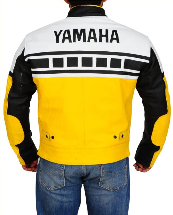 Yamaha Men's Yellow Biker Racing Leather Jacket - Image 2