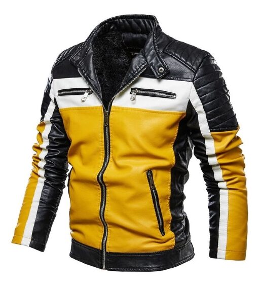 Men's Casual Biker Fashion Genuine Leather Jacket