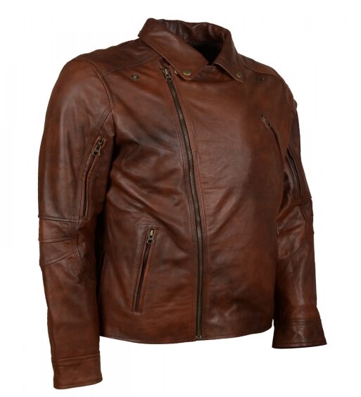 Men's Vintage Brown Leather Biker Jacket