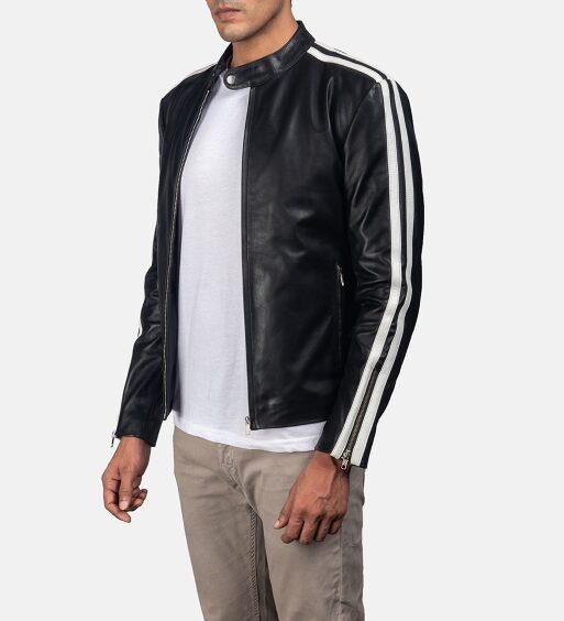 Men's Black Genuine Leather Zipper Jacket