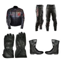 Honda Black Leather Biker Racing Motorcycle Suit