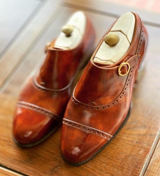 Handmade Men's Brown Leather Monk Buckle Shoes - US 13.5/ UK 13/ EUR 46-47