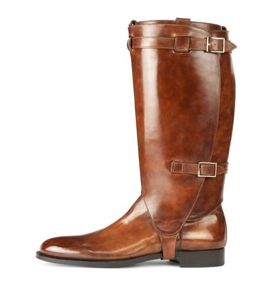 Brown Patina Leather Equestrian Horse Riding Boots
