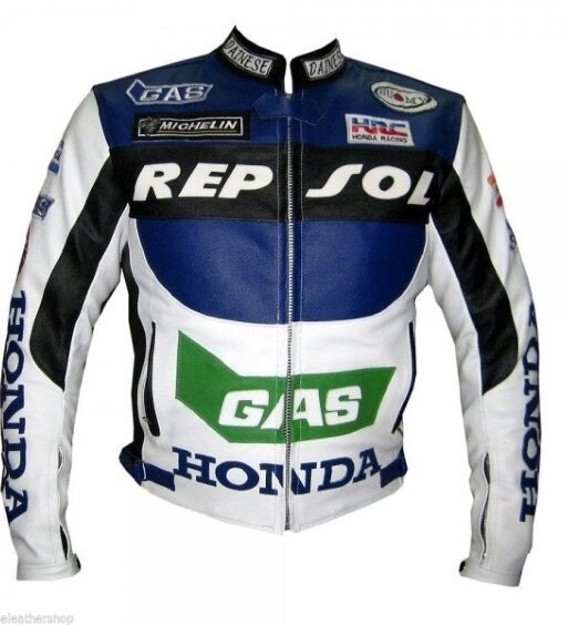 Men's White Motorcycle Racing Leather Jacket