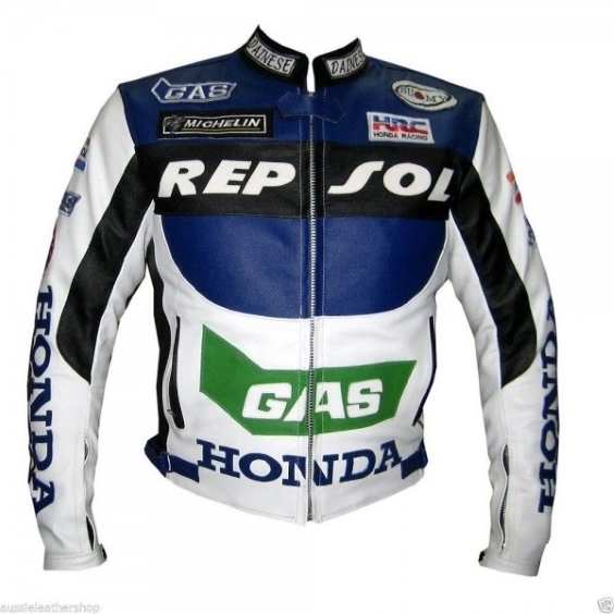 Men's White Motorcycle Racing Leather Jacket