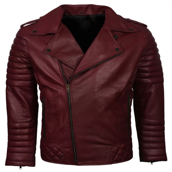 Men's Maroon Biker Fashion Leather Jacket